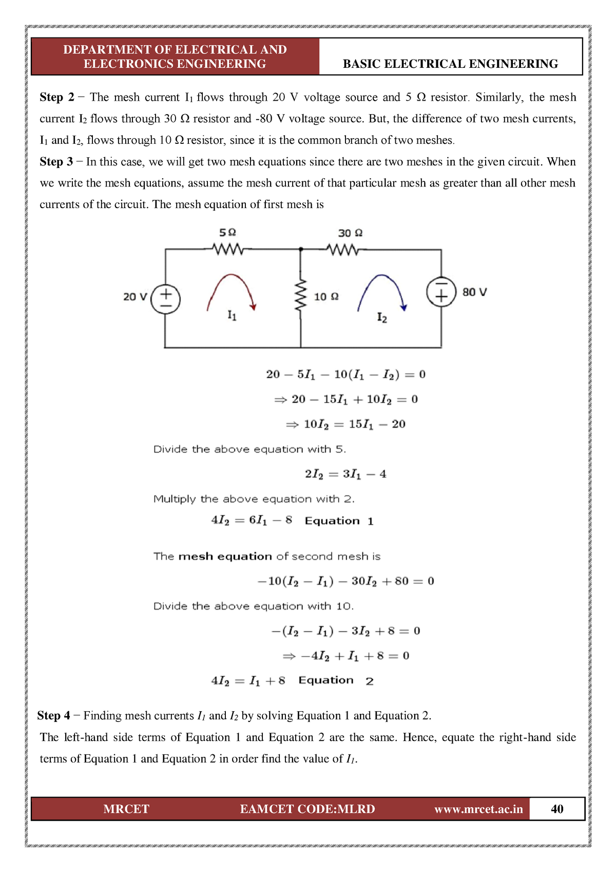 Basic Electrical Engineering 1 - DEPARTMENT OF ELECTRICAL AND ...