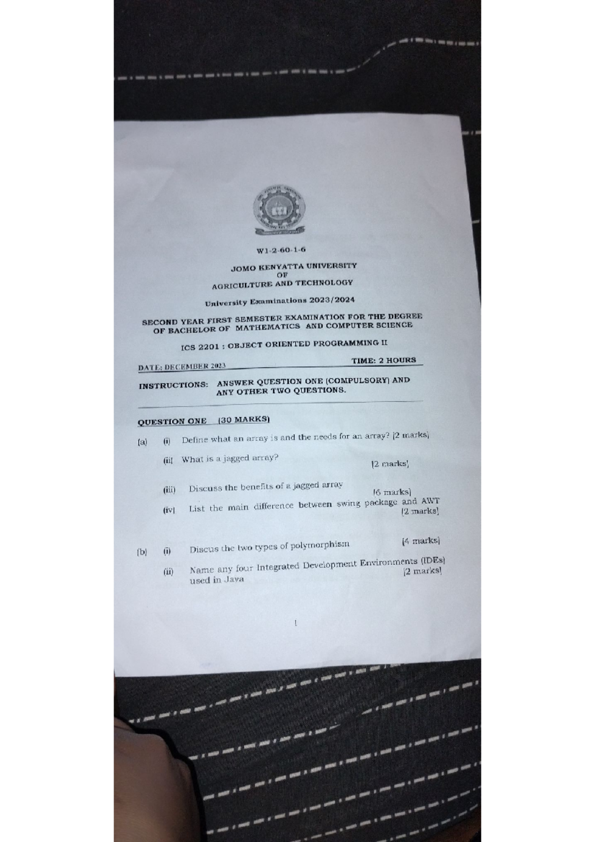 Oriented programming 2 exam 2023 bsc mathematics and computer