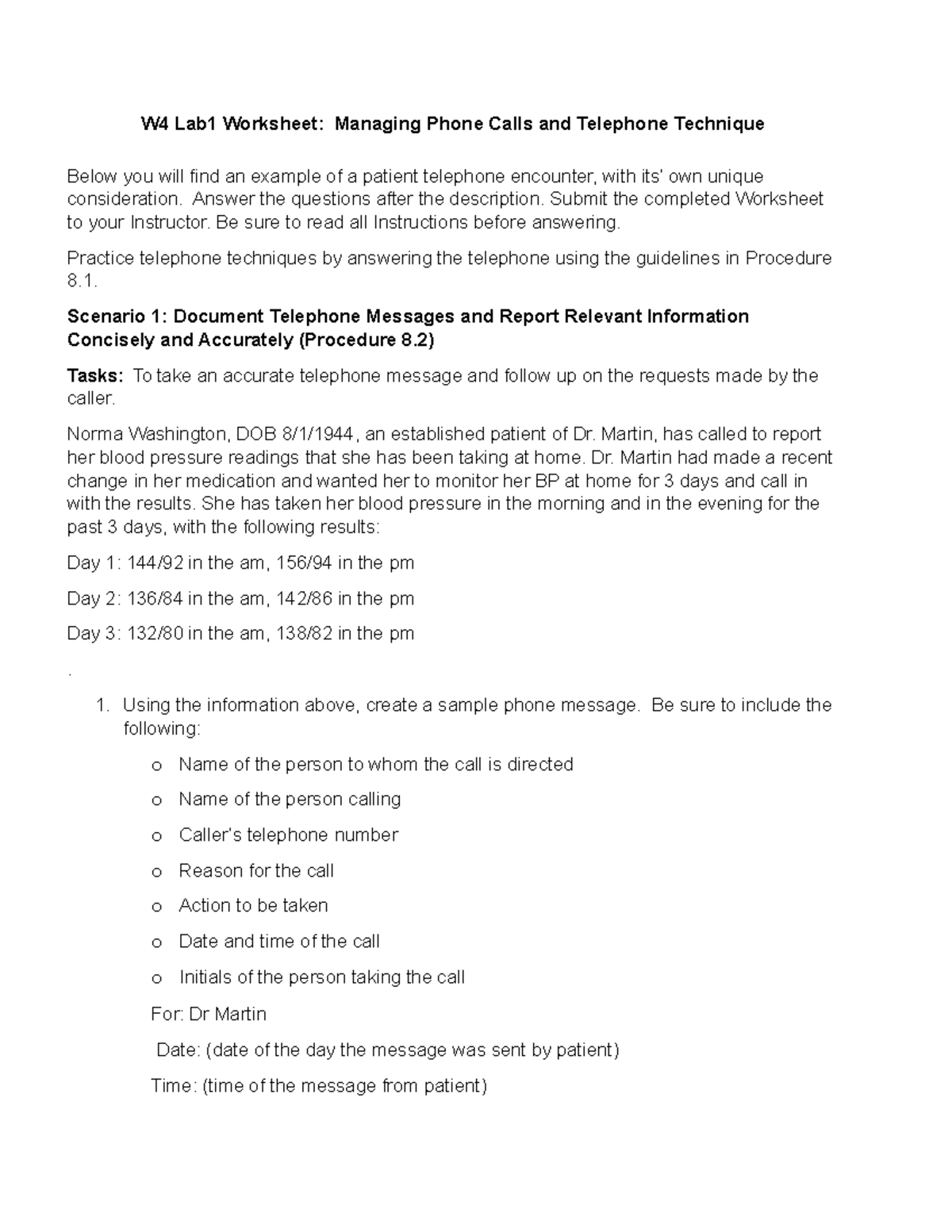 MOA110 W4 Lab OMAO110 - Work Sheet - W4 Lab1 Worksheet: Managing Phone ...