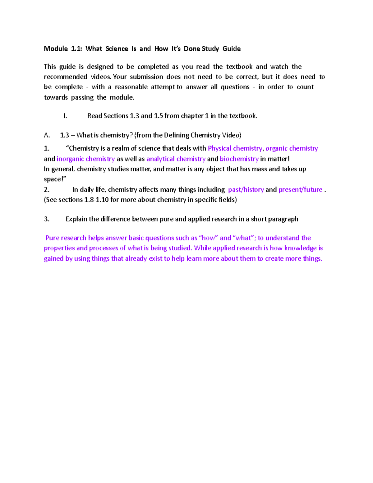 CHEM M1 - Study Guide - Module 1: What Science Is and How It’s Done ...