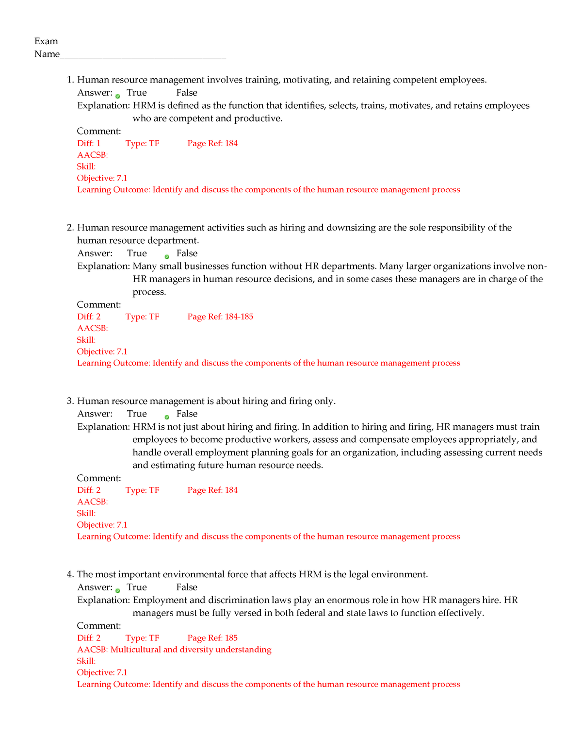 CH7 - Test Bank - Exam Name___________________________________ 1. Human ...