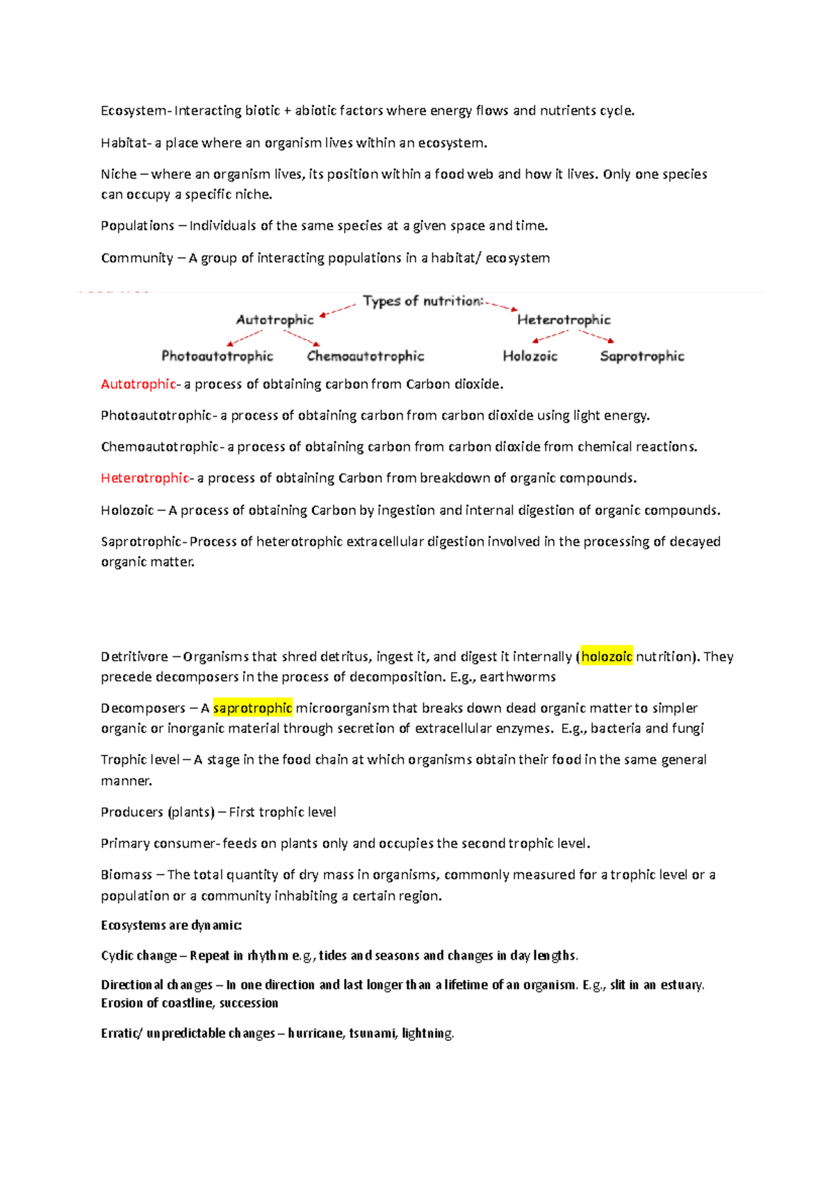 Ecosystems notes 6 - Ecosystem- Interacting biotic + abiotic factors