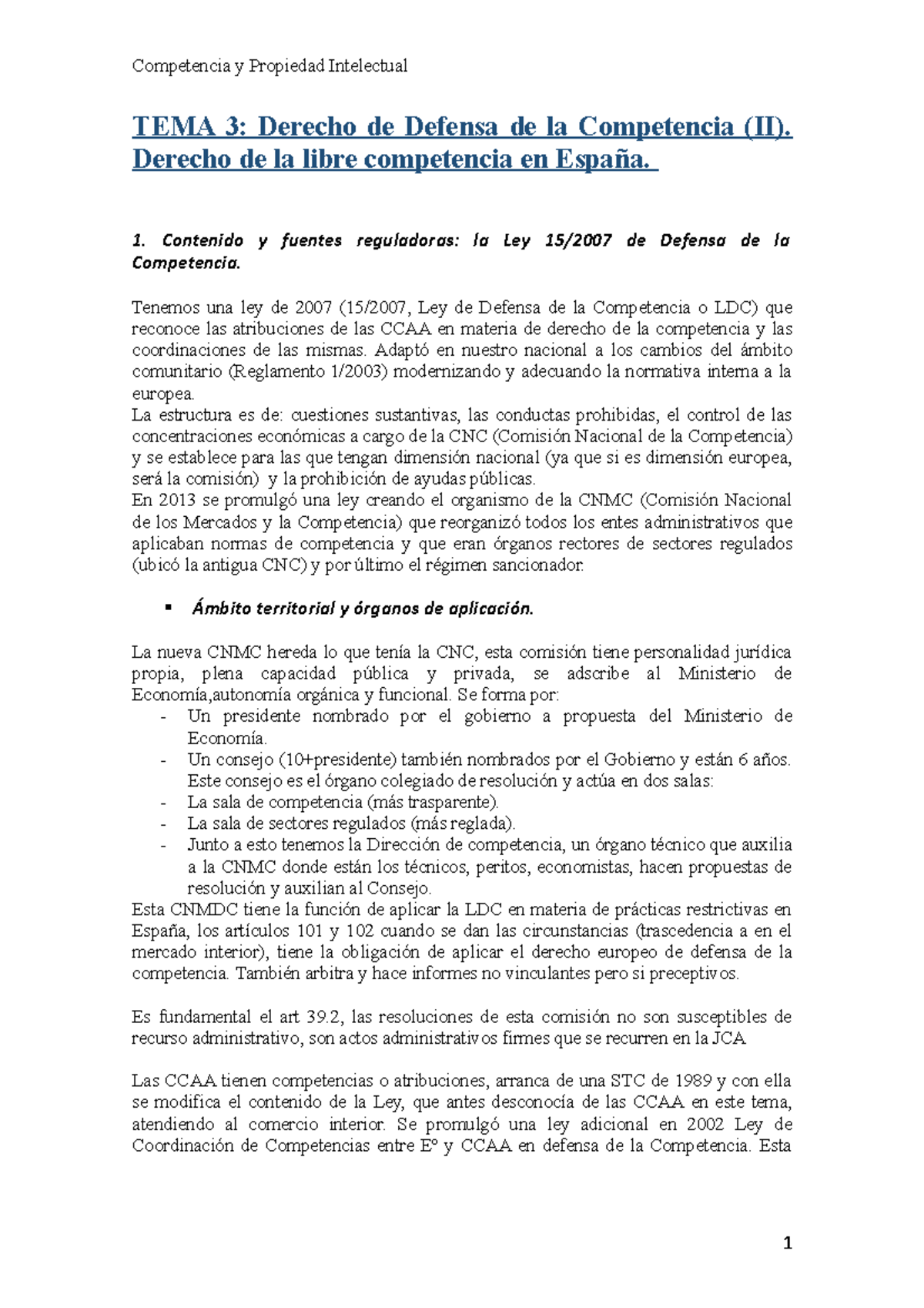 Tema 3 Competencia - Apuntes 3 - TEMA 3: Derecho De Defensa De La ...