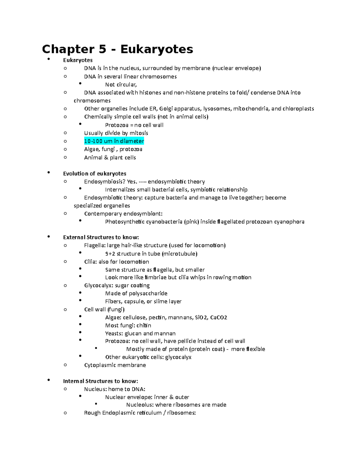 Chapter 5 - Eukaryotes - Lecture notes 5 - Chapter 5 - Eukaryotes ...