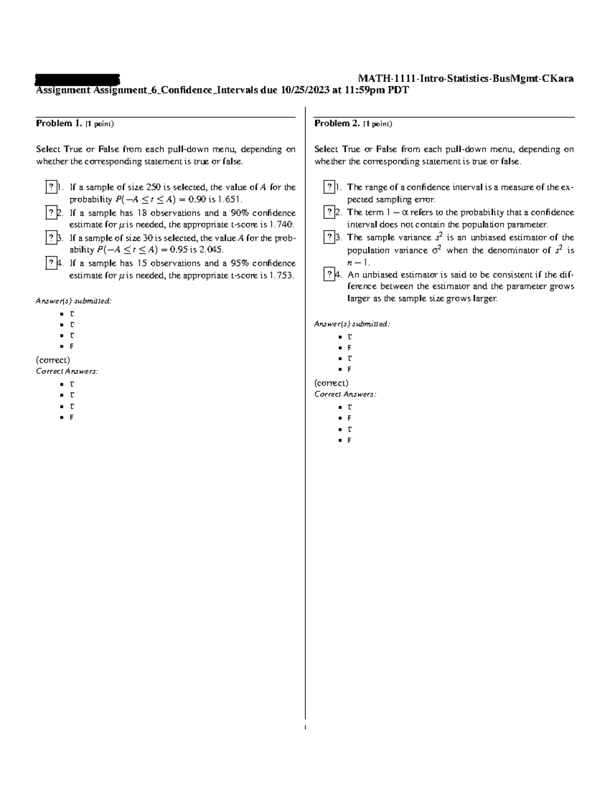 MATH 1111 Intro Statistics Bus Mgmt CKara - Man Han Cheung MATH-1111 ...