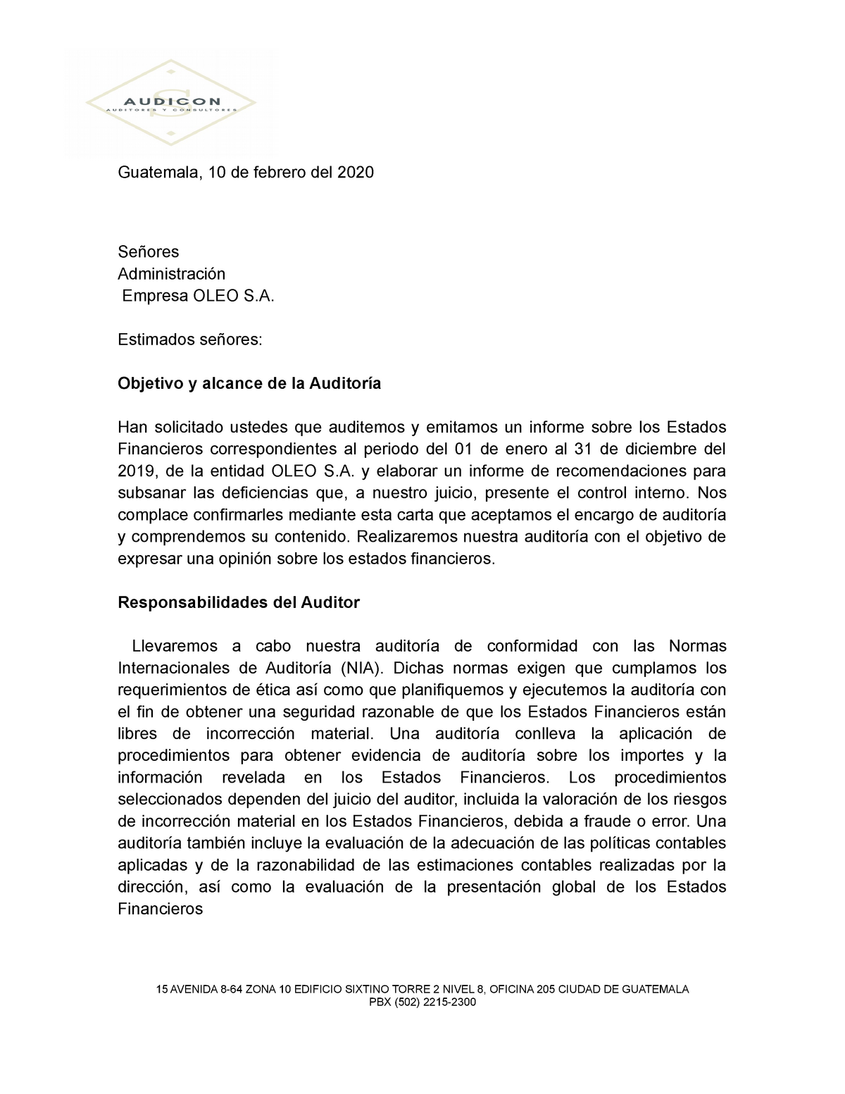 Carta De Encargo De Auditoria 8291