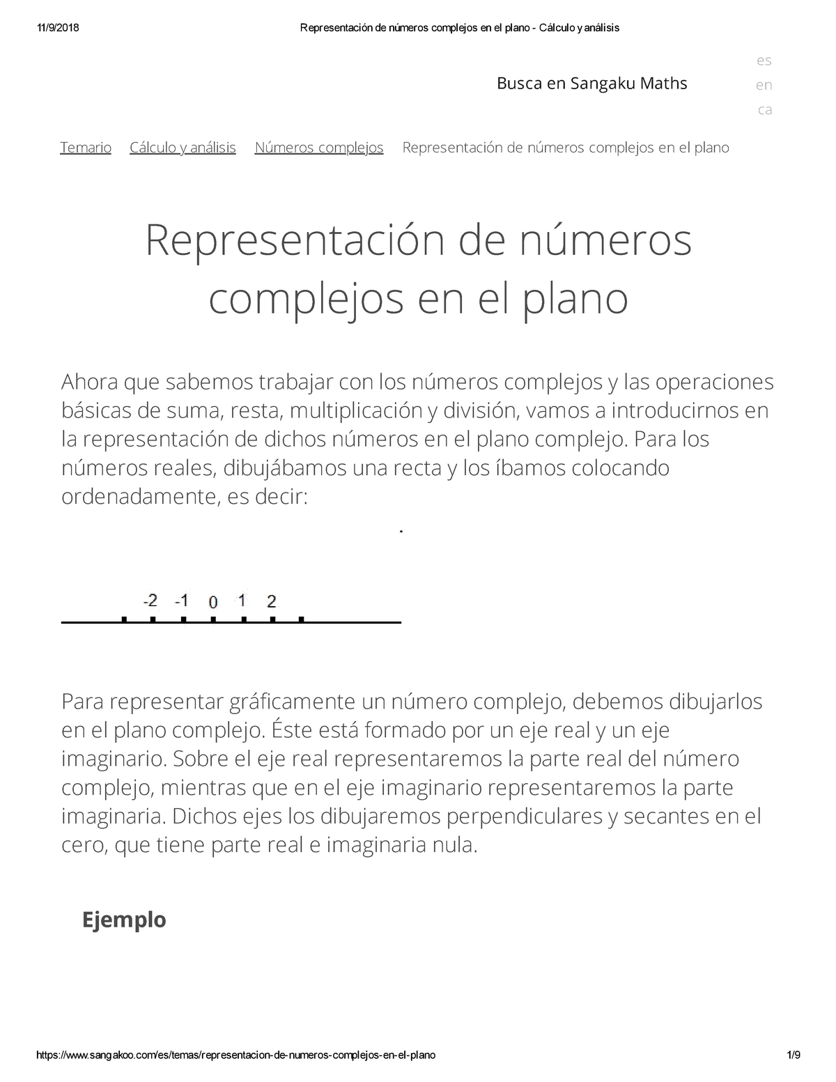 Representacion De Numeros Complejos En El Plano Calculo Y