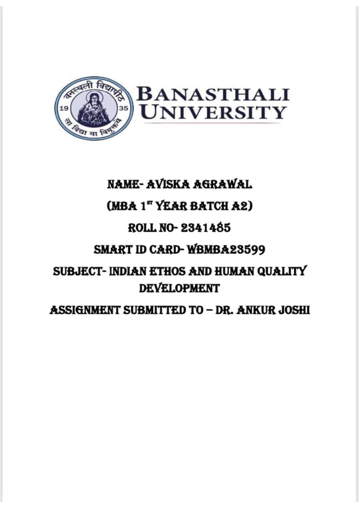 assignment-1-indian-ethos-and-human-development-management-studocu