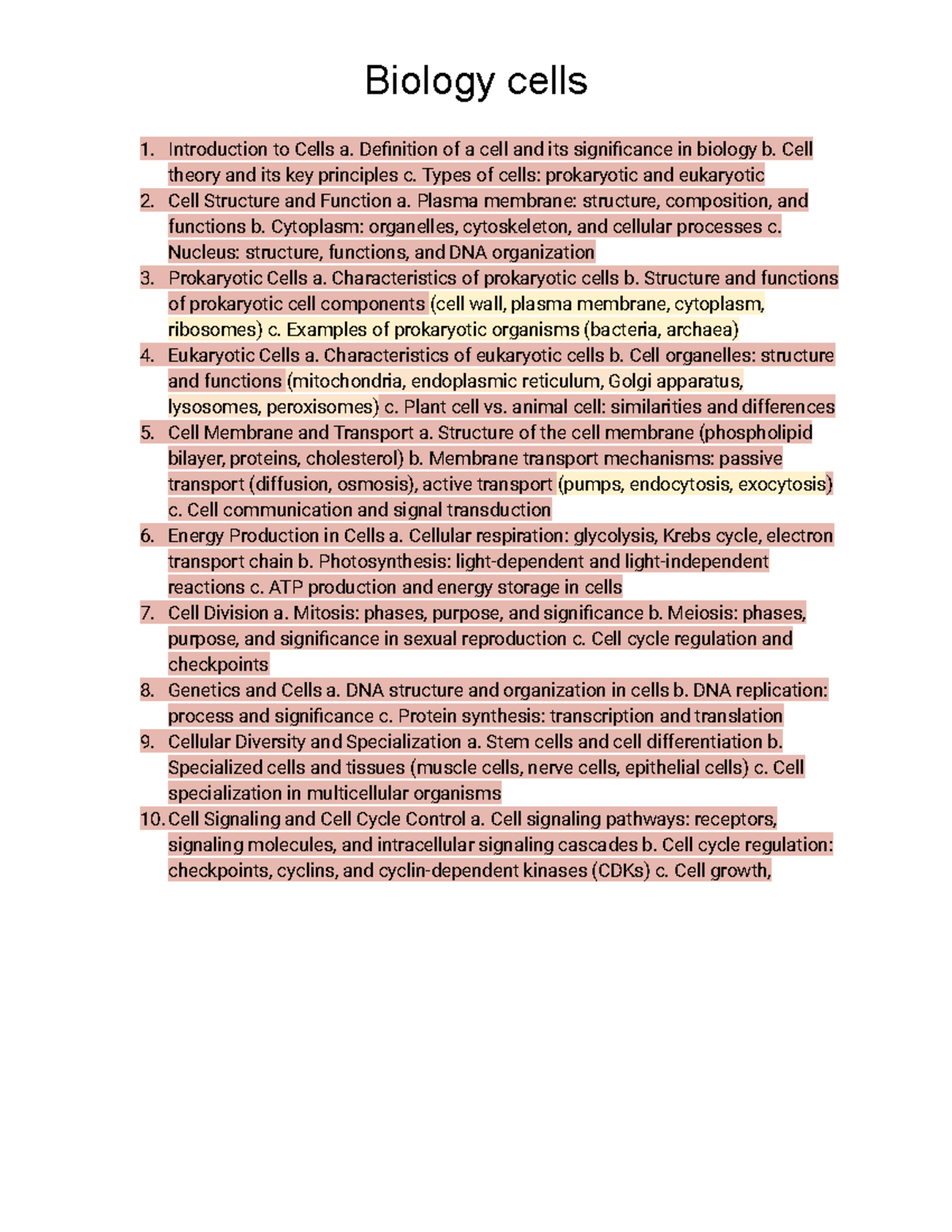 Biology Cells - Biology Cells Introduction To Cells A. Definition Of A 