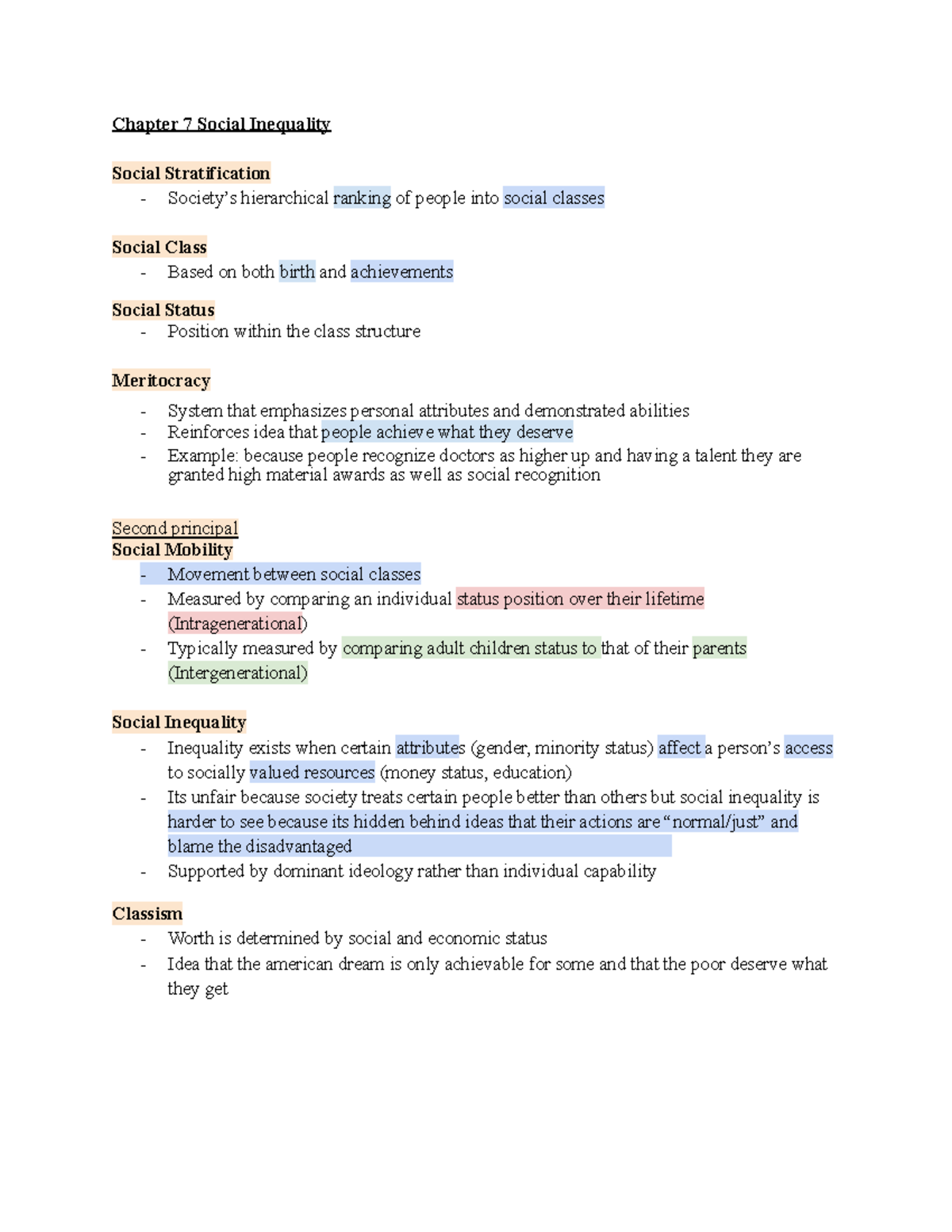 Sociology test 2 - Chapter 7 Social Inequality Social Stratification ...