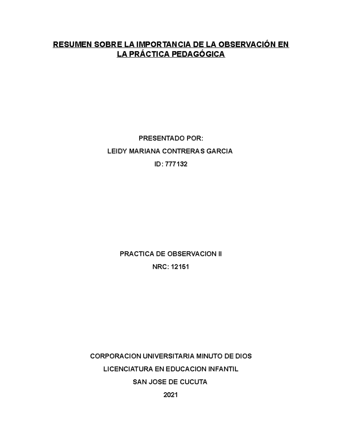 Practica De Observacion Pedagogica Del Docente Resumen Sobre La