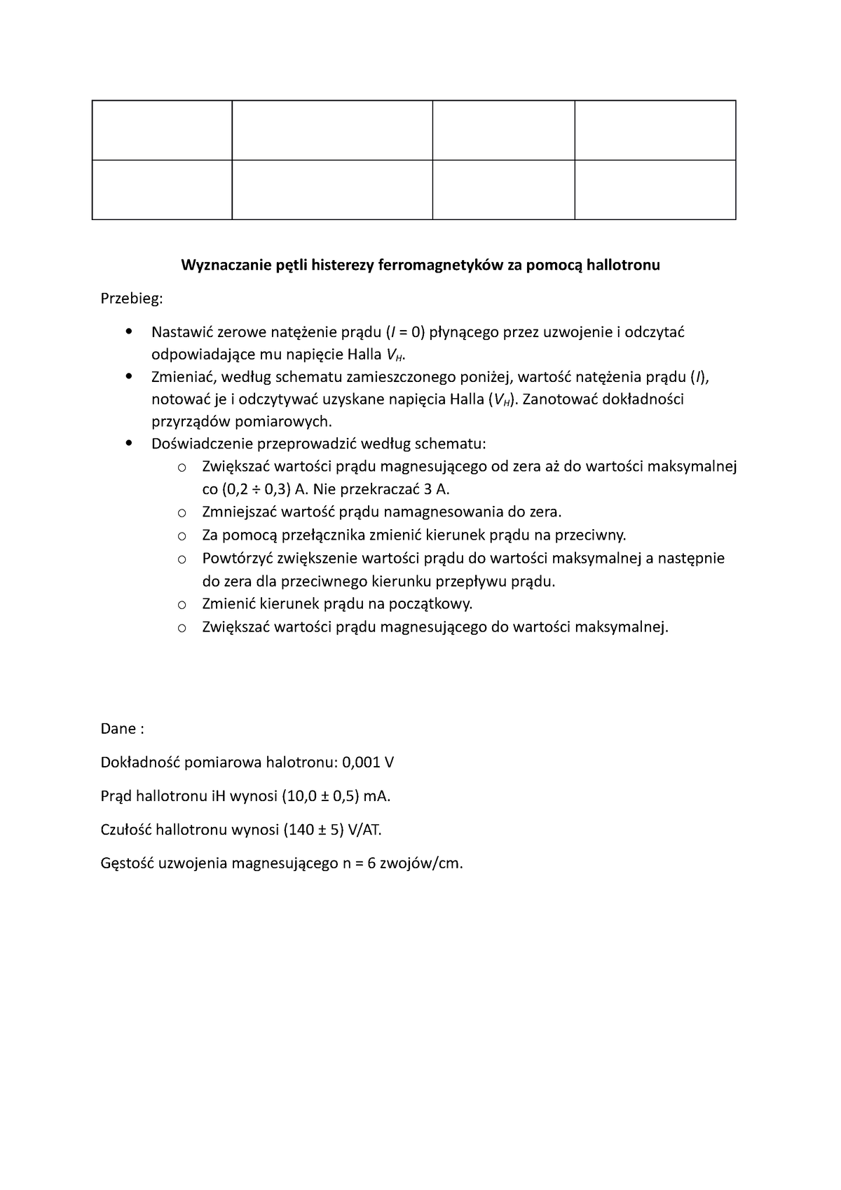 206 - Wyznaczanie Pętli Histerezy Ferromagnetyków Za Pomocą Hallotronu ...