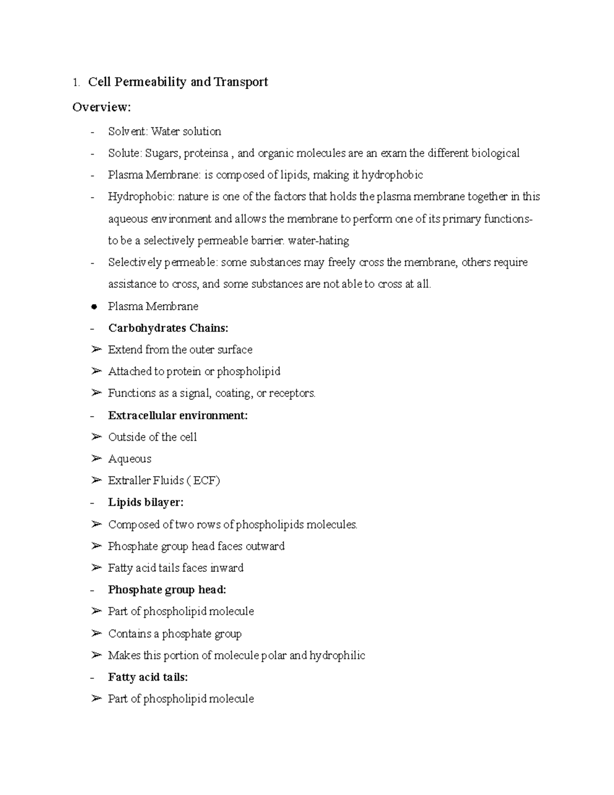 A&P Lab #3 Notes ( Cell Permeability and Transport) - 1. Cell ...