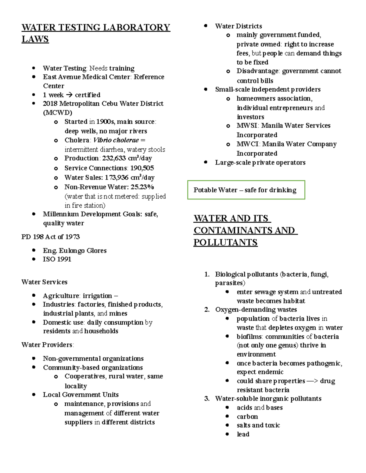 Water Testing Laboratory LAWS WATER TESTING LABORATORY LAWS Water