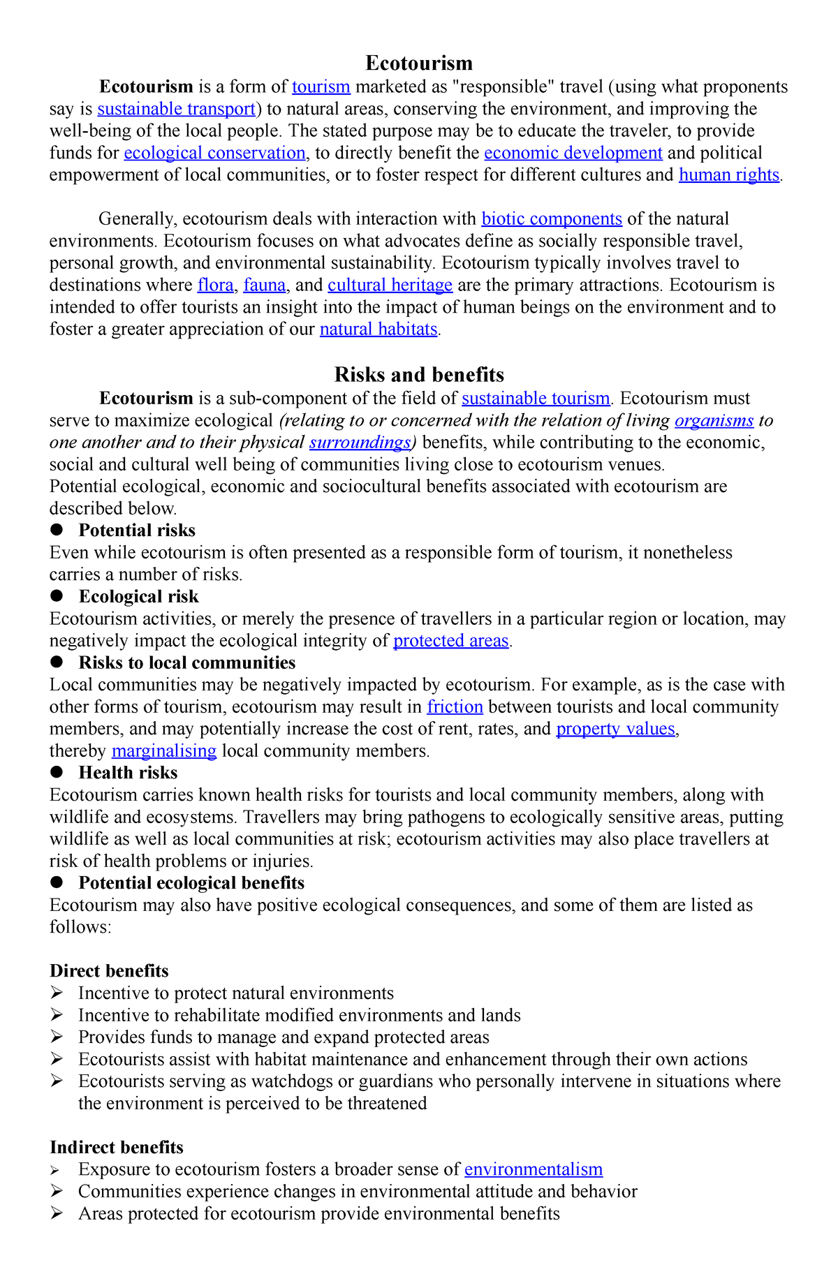 sustainable tourism essay introduction