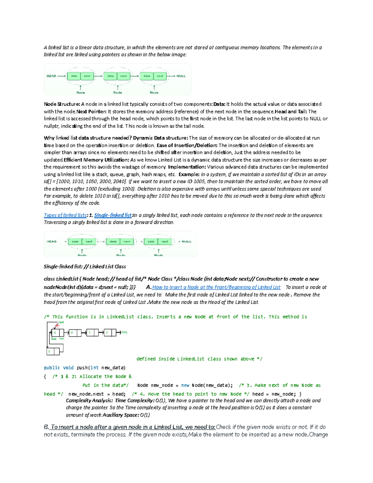 A linked list - The elements in a linked list are linked using pointers ...