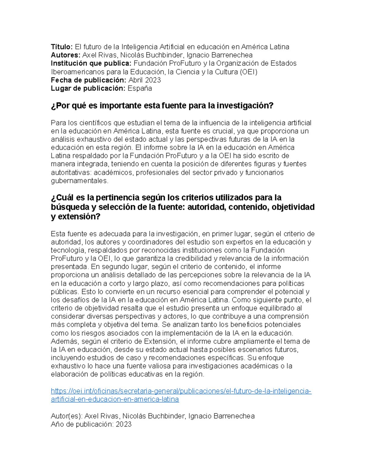 IA EN LA Educacion - Título: El futuro de la Inteligencia Artificial en ...