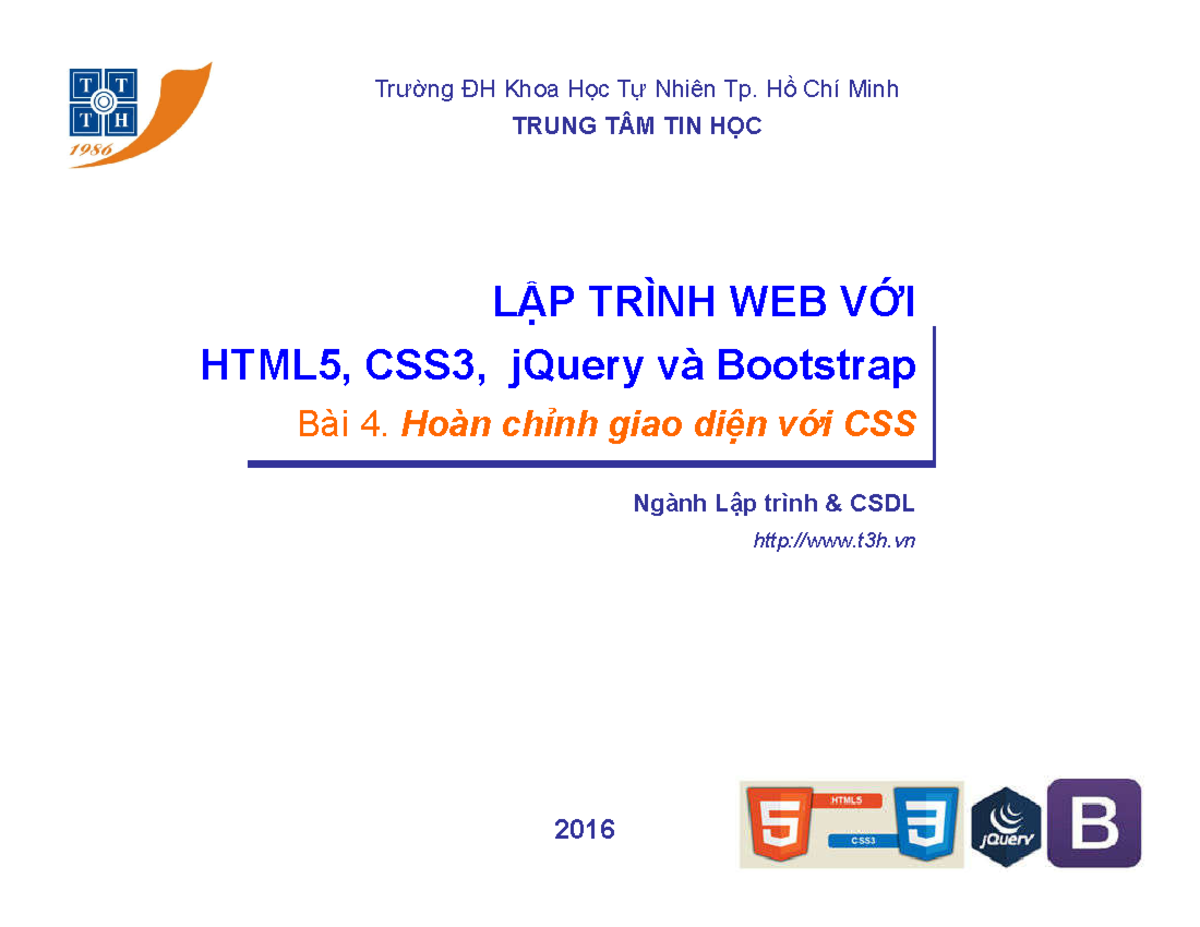 Bai 04 Giao Dien Voi CSS - aaaa - Trường ĐH Khoa Học Tự Nhiên Tp. Hồ ...