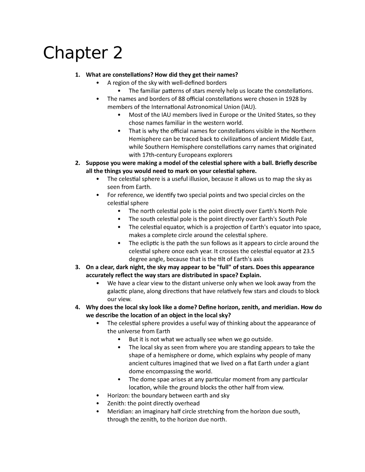 Chapter 2 Review - Chapter 2 1. What are constellations? How did they ...