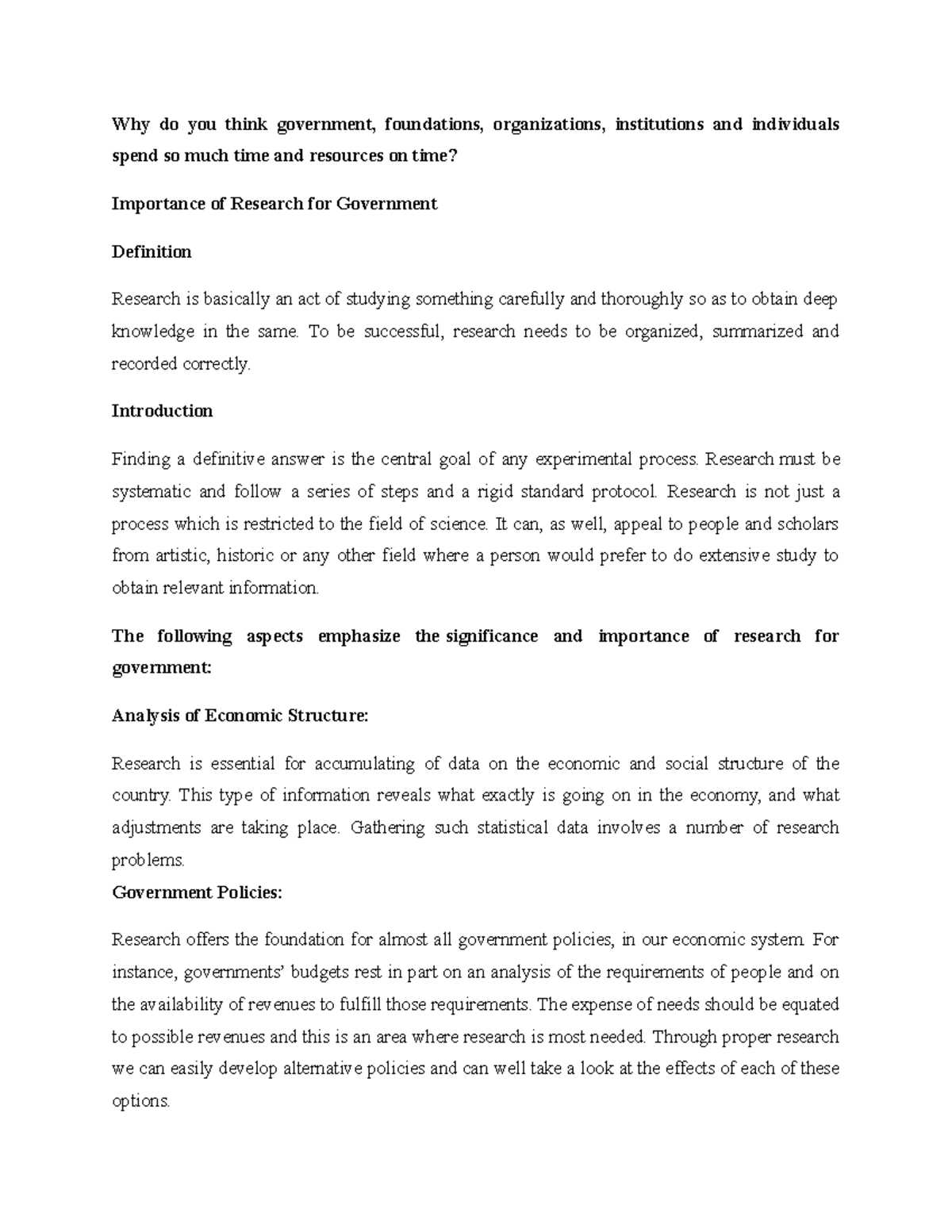 AMAN Assignment - nice - Why do you think government, foundations ...