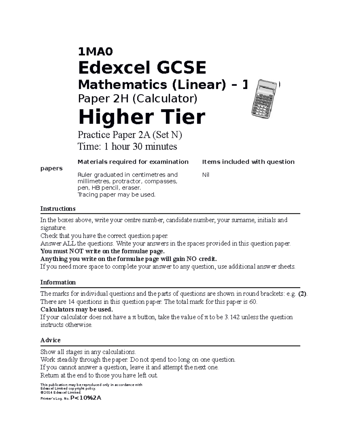 2. Higher Tier - A To Astar (1b) - 1ma Edexcel Gcse Mathematics (linear 