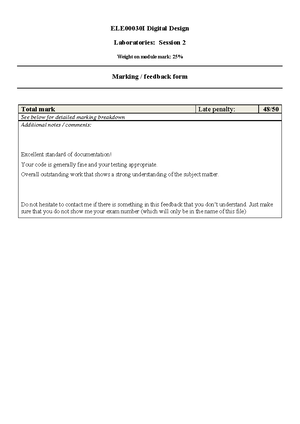 Digital Design HDL Lab 3 - ELE00030I Digital Design with HDL ...