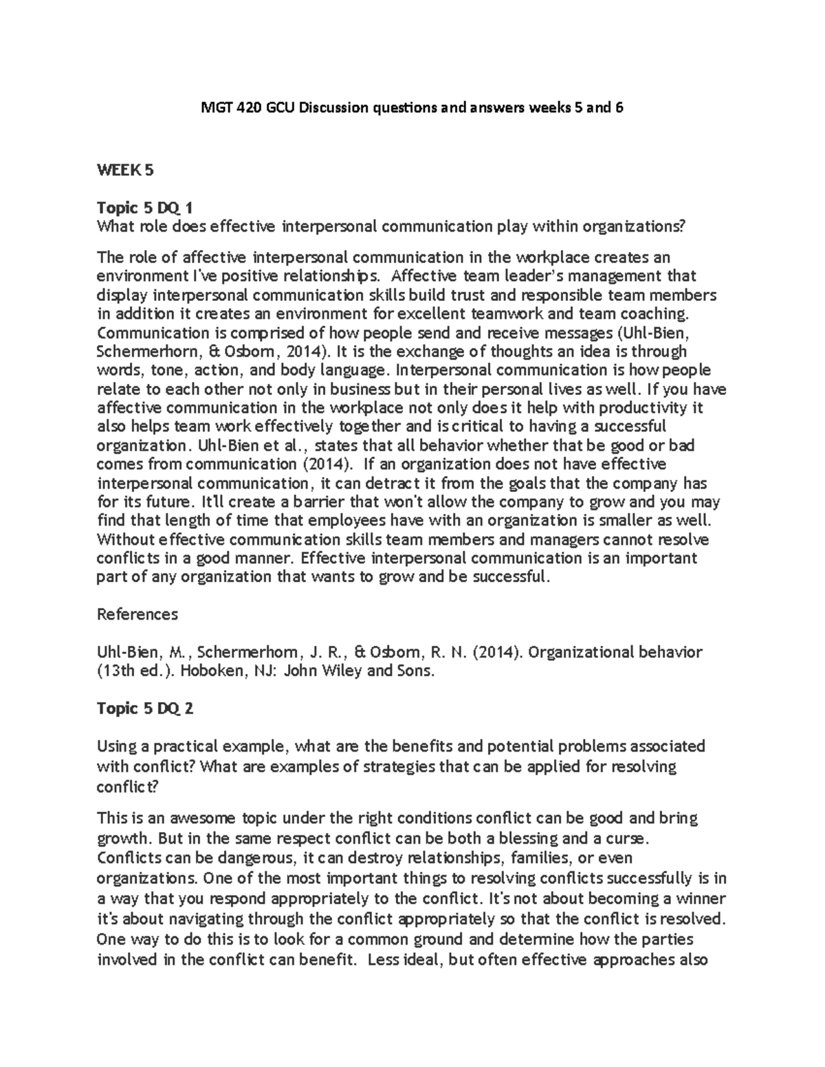 Mgt 4 Gcu Discussion Questions And Answers Weeks 5 And 6 Affective Team Leader S Management That Studocu