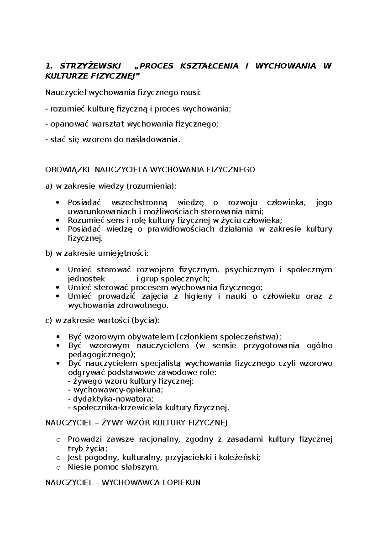 Nauczyciel wychowania fizycznego-dydaktyka wf - 1. STRZYŻEWSKI „PROCES