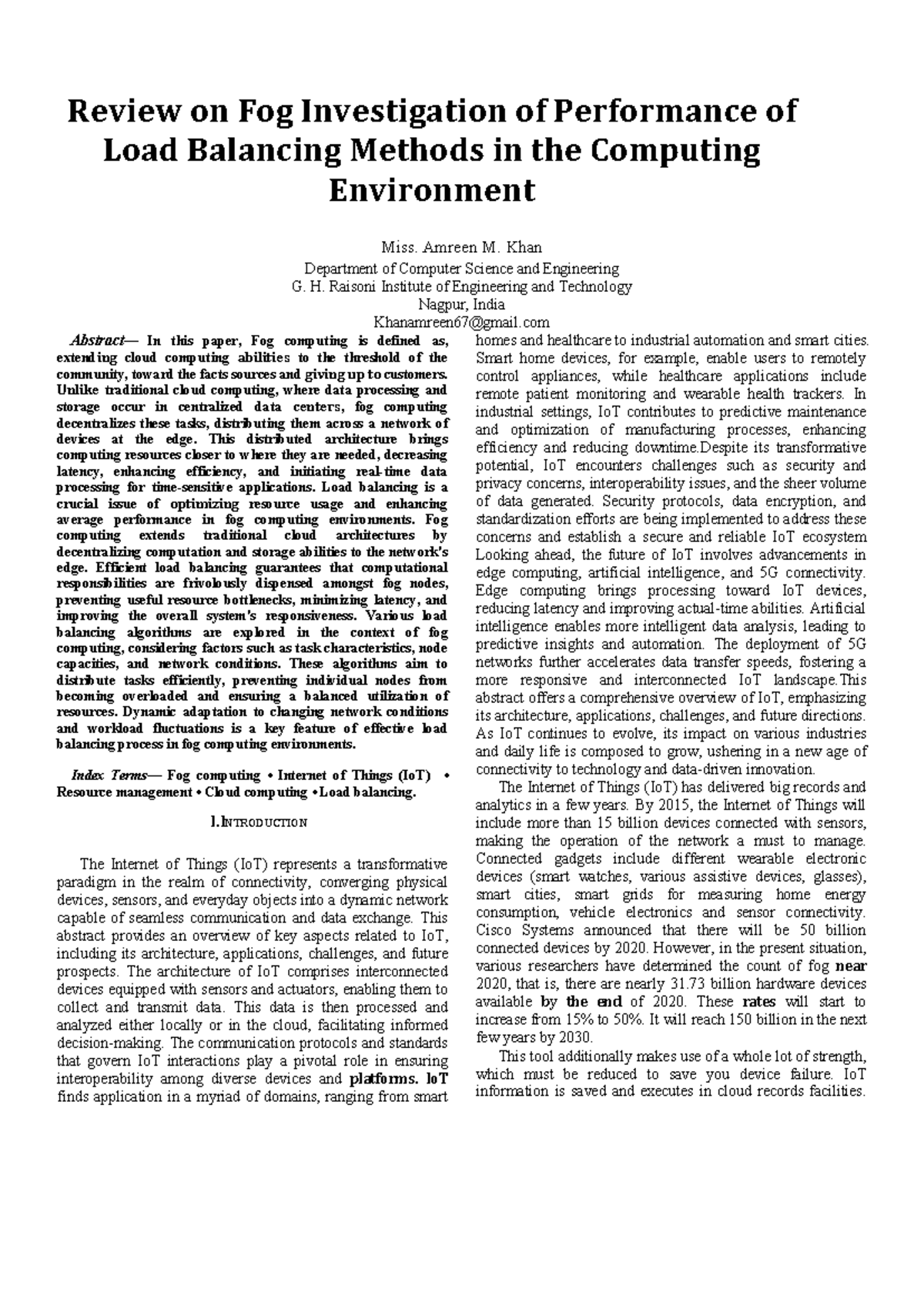 review fog computing - Review on Fog Investigation of Performance of ...