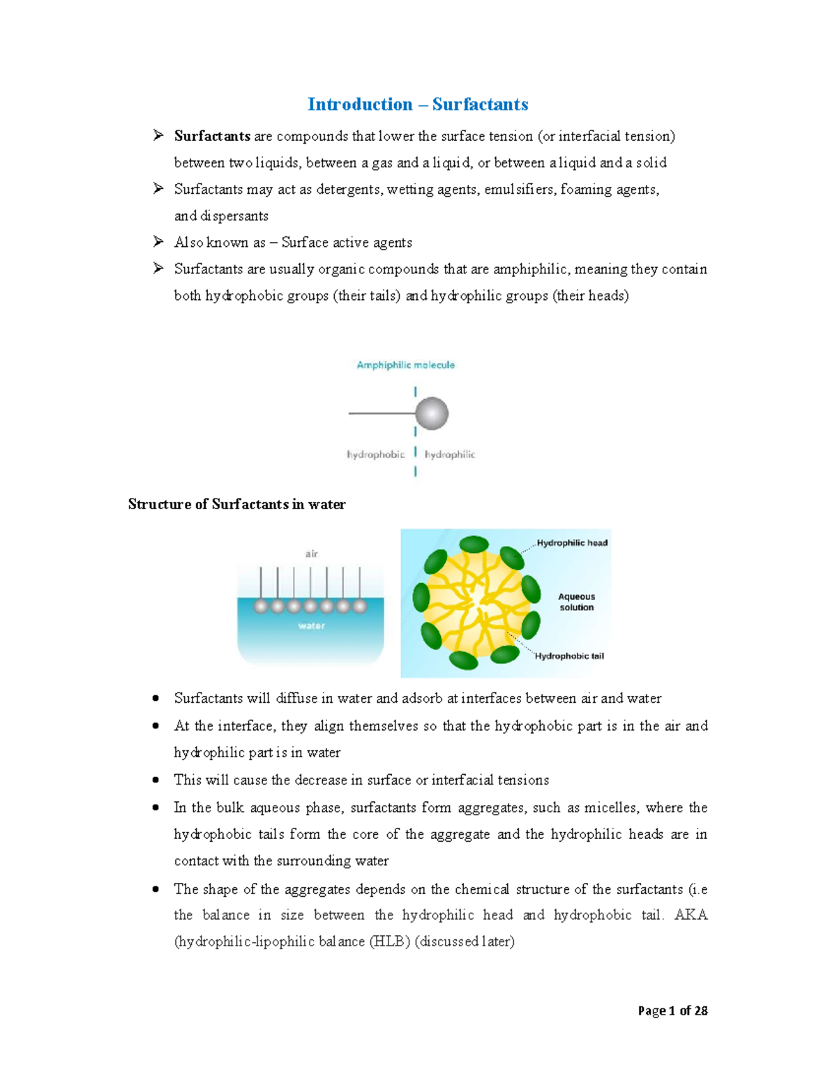 Unit - IV Chap-1 - Surfactants - Introduction – Surfactants Surfactants ...