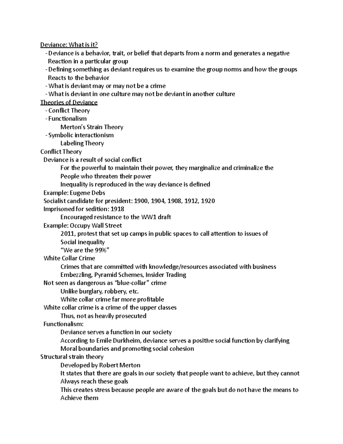 SOC 101 7 - Sociology Lecture Notes - Deviance: What Is It? - Deviance ...