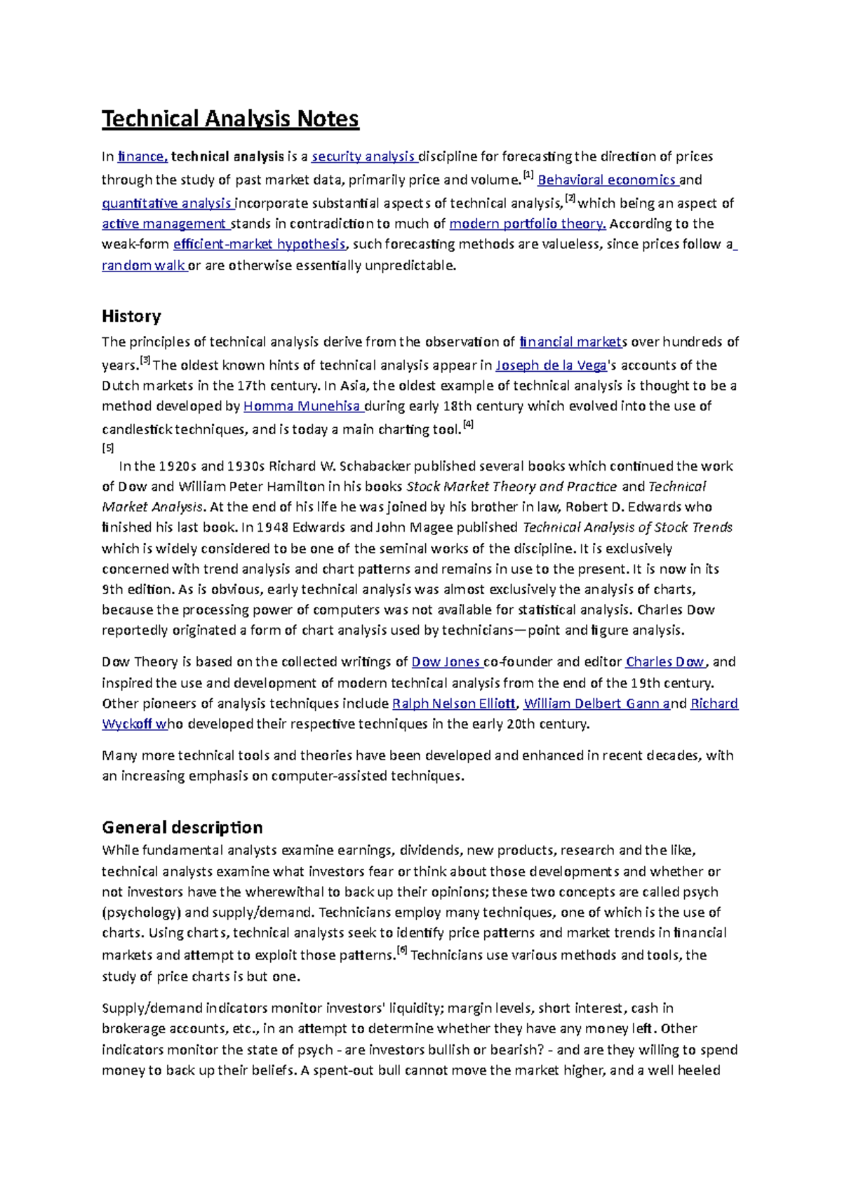 Technical Analysis Notes 1 - [1] Behavioral economics and quantitative ...