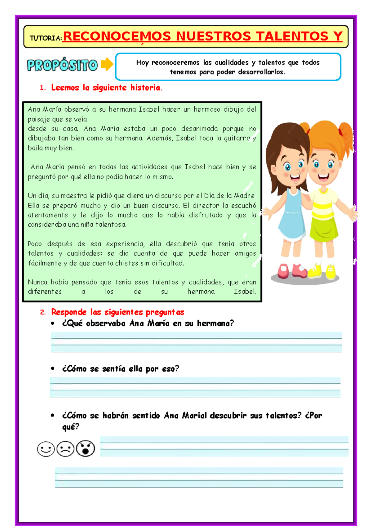 U5 S4 Ficha D4 Tutoria Reconocemos Nuestros Talentos Y EL DE LOS Demas ...