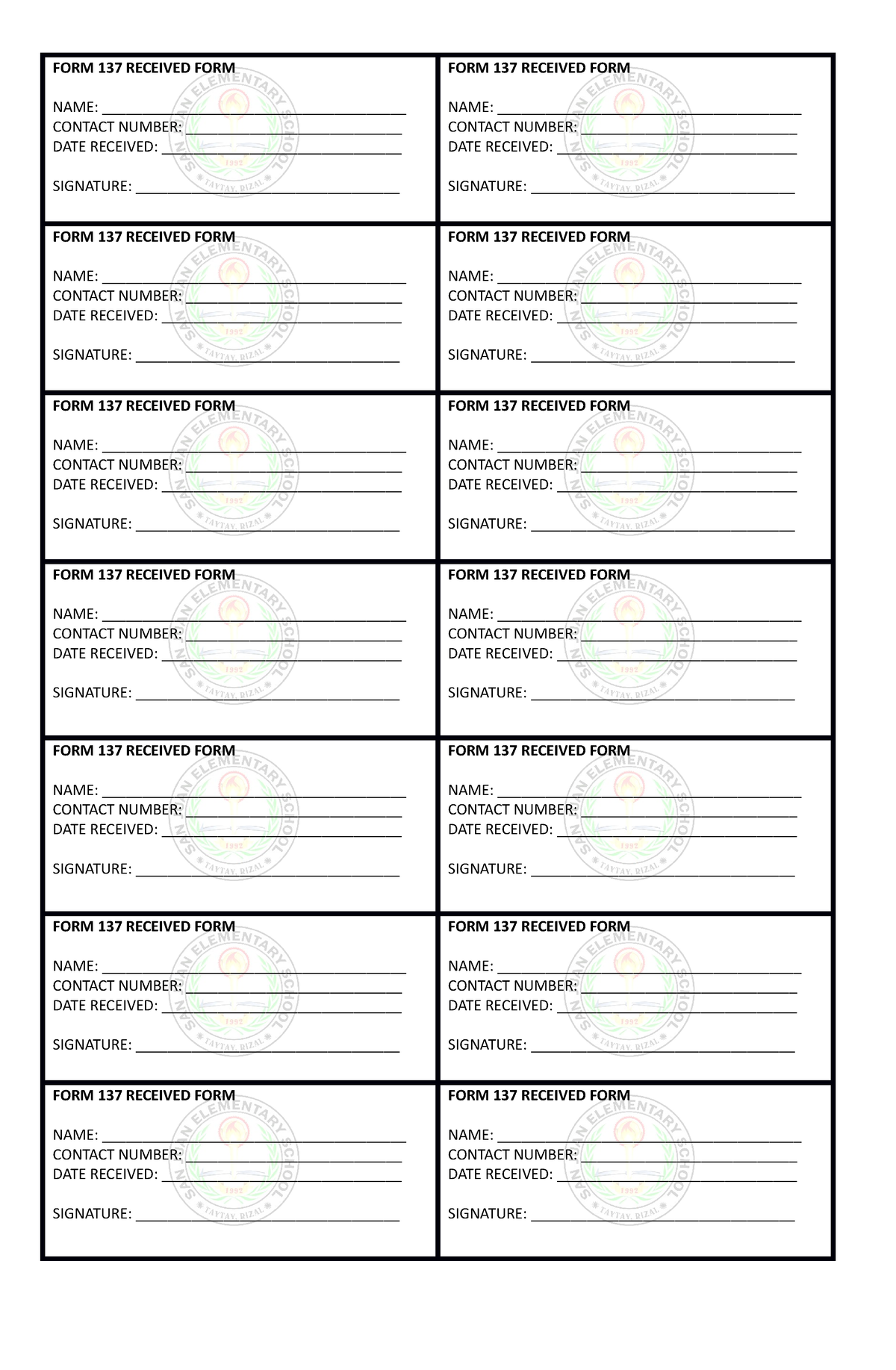 FORM 137 Received FORM - CAN use in office - BSED Social Studies - Studocu