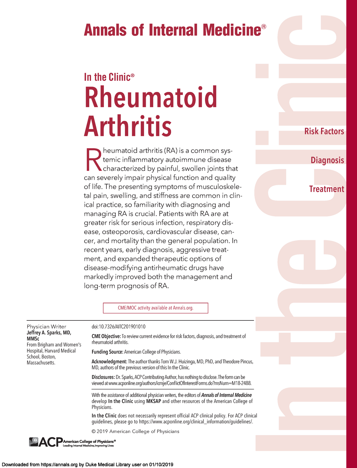 Ann In Med Rheumatoid Arthritis - In the Clinic ® Rheumatoid Arthritis ...