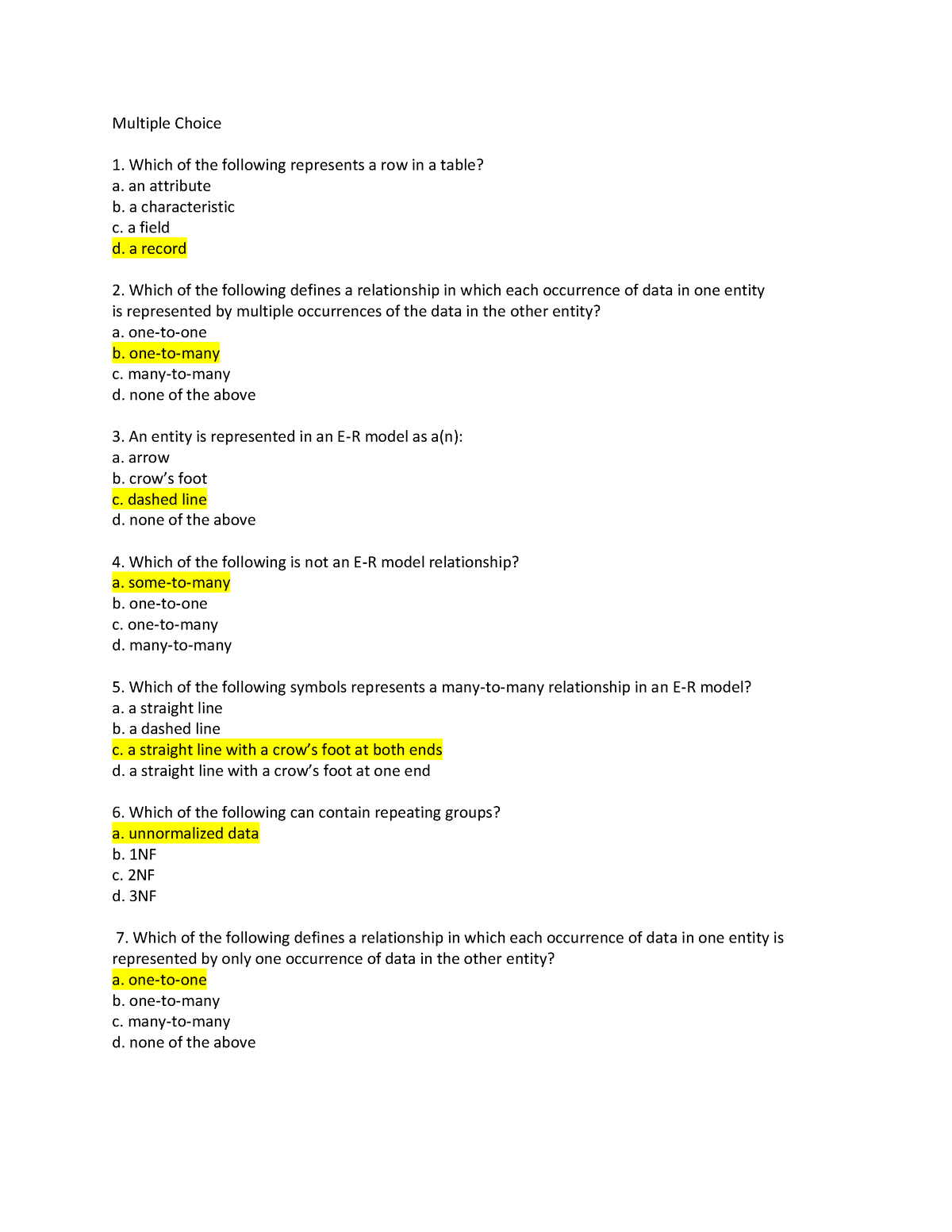 Quiz 1 In DATABASE ORACLE - Multiple Choice Which Of The Following ...