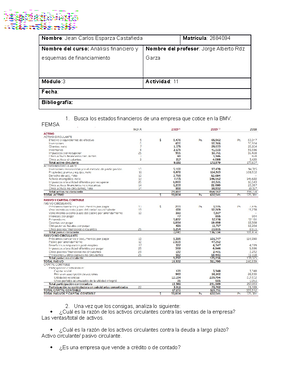 Avance de evidencia 2­ Análisis financiero y esquemas de financiamiento ...