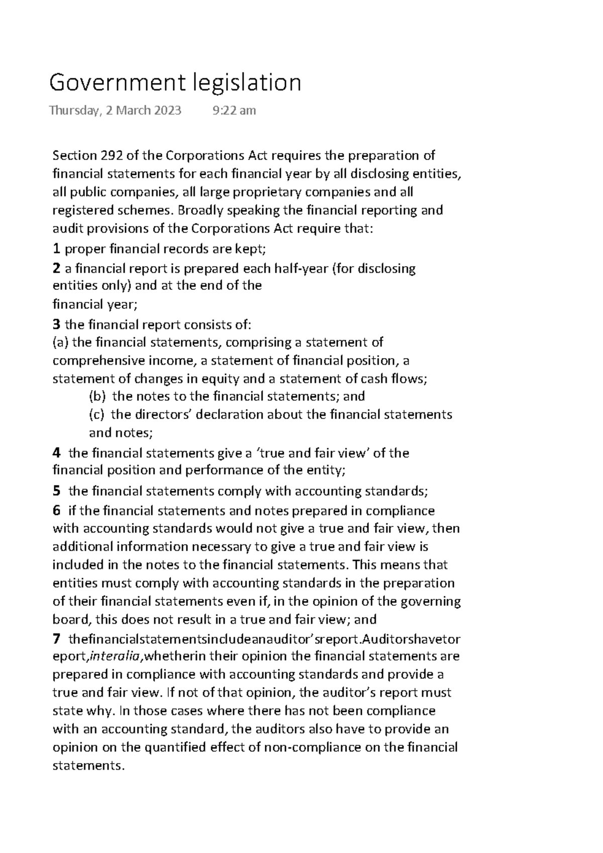 Government legislation - Section 292 of the Corporations Act requires ...