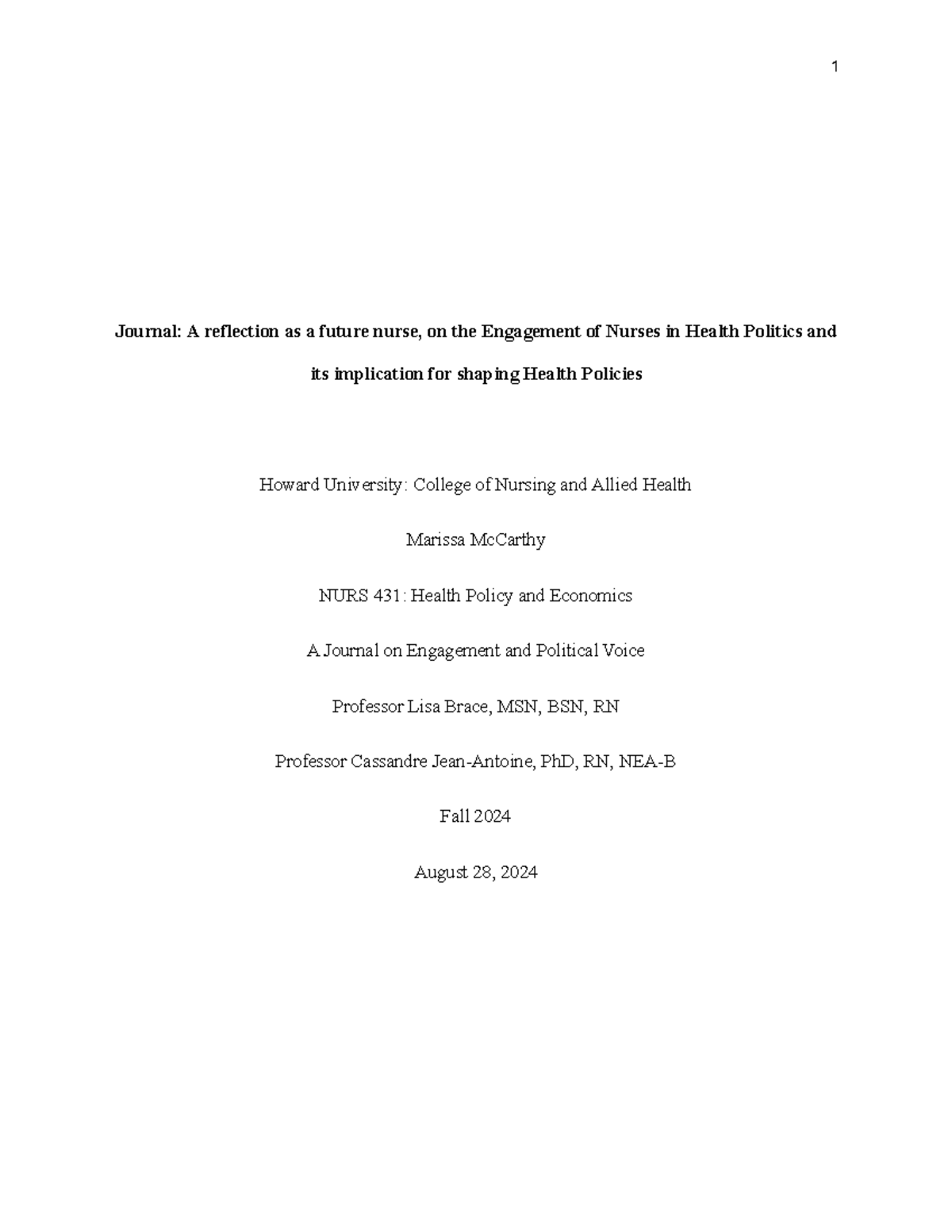 health-policy-journal-m-mc-carthy-aug-28-2024-journal-a-reflection
