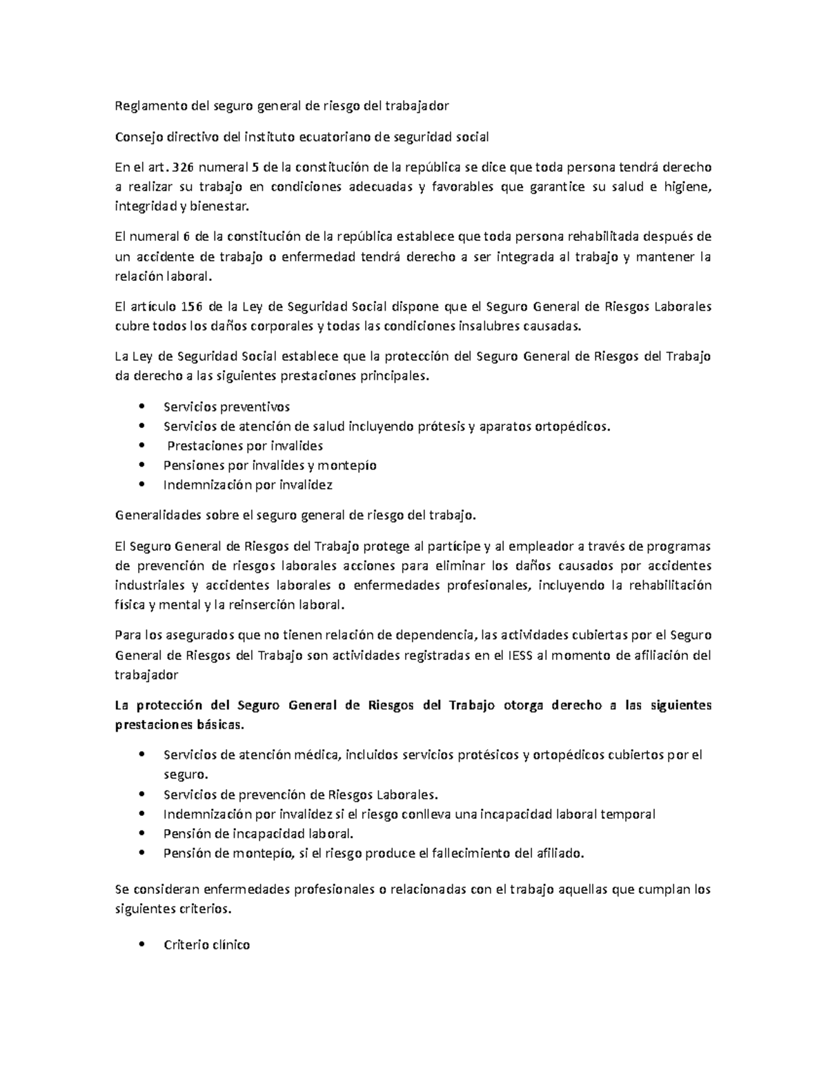 Reglamento del seguro general de riesgo del trabajador - 326 numeral 5 ...