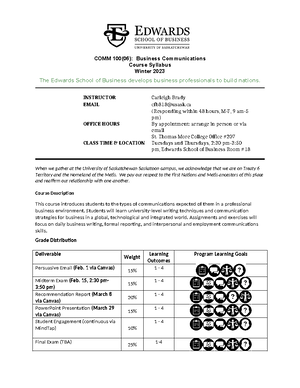 Comm 100 Notes - Comm 100 Succeeding in the Changing World of Work Work ...