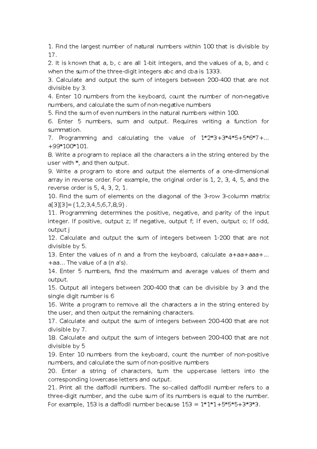 C language programming questions (with answers) - Find the largest ...