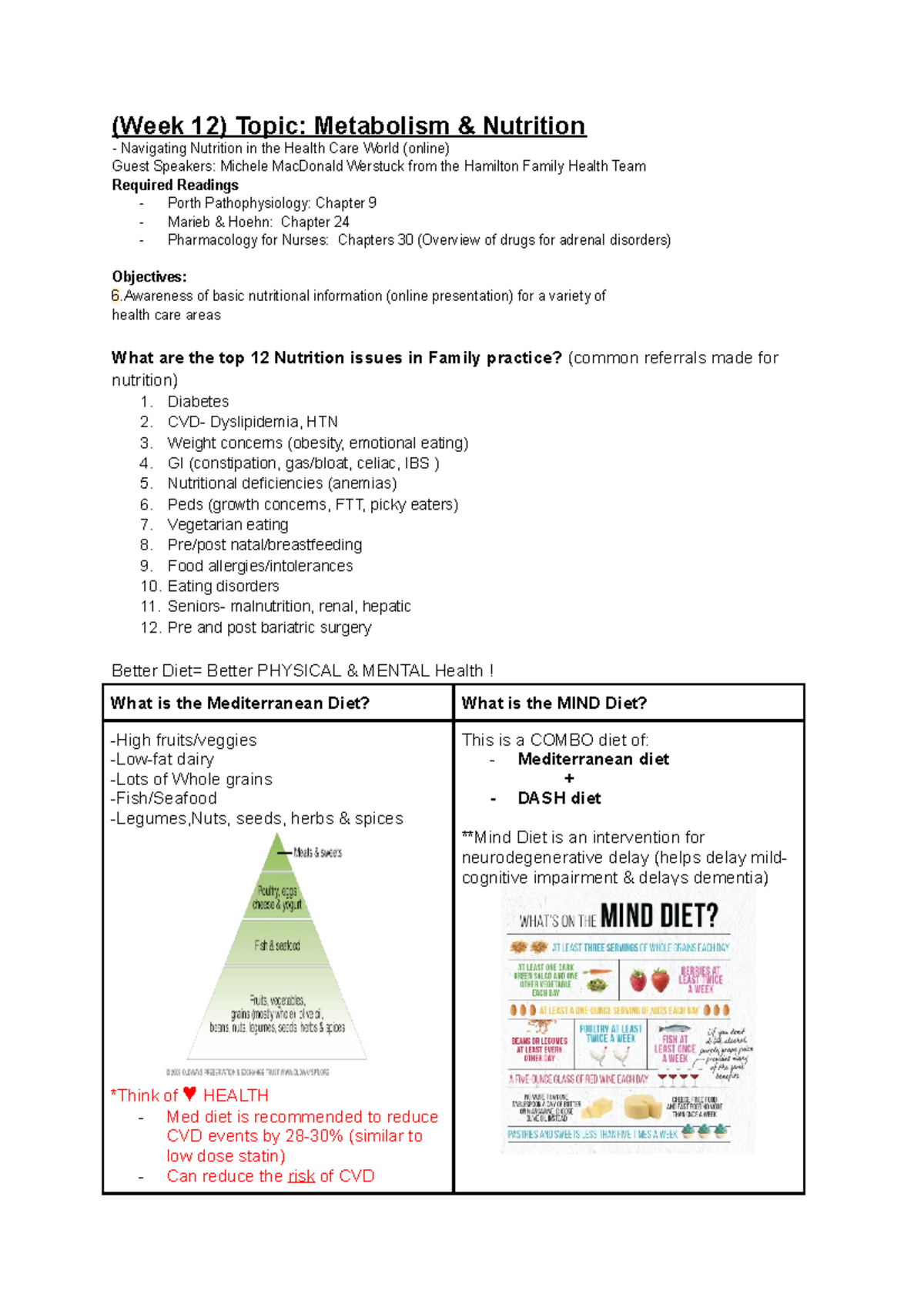 Metabolism & Nutrition - (Week 12) Topic: Metabolism & Nutrition ...