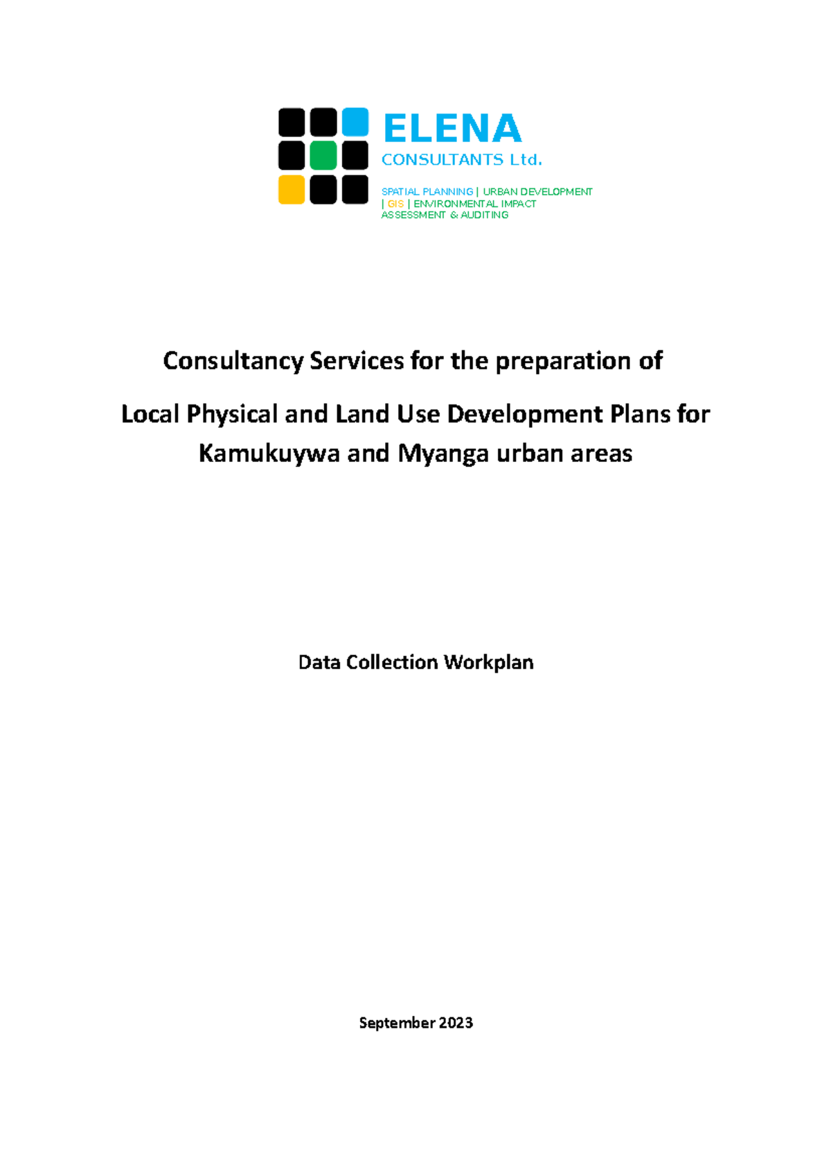 Data collection Workplan Revised Sept 2023 - Consultancy Services for ...