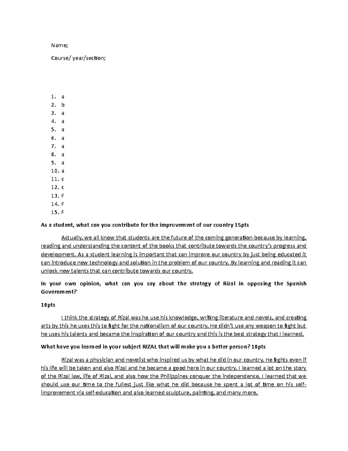 Final EXAM - Module - Name; Course/ year/section; a b a a a a a a a a c ...