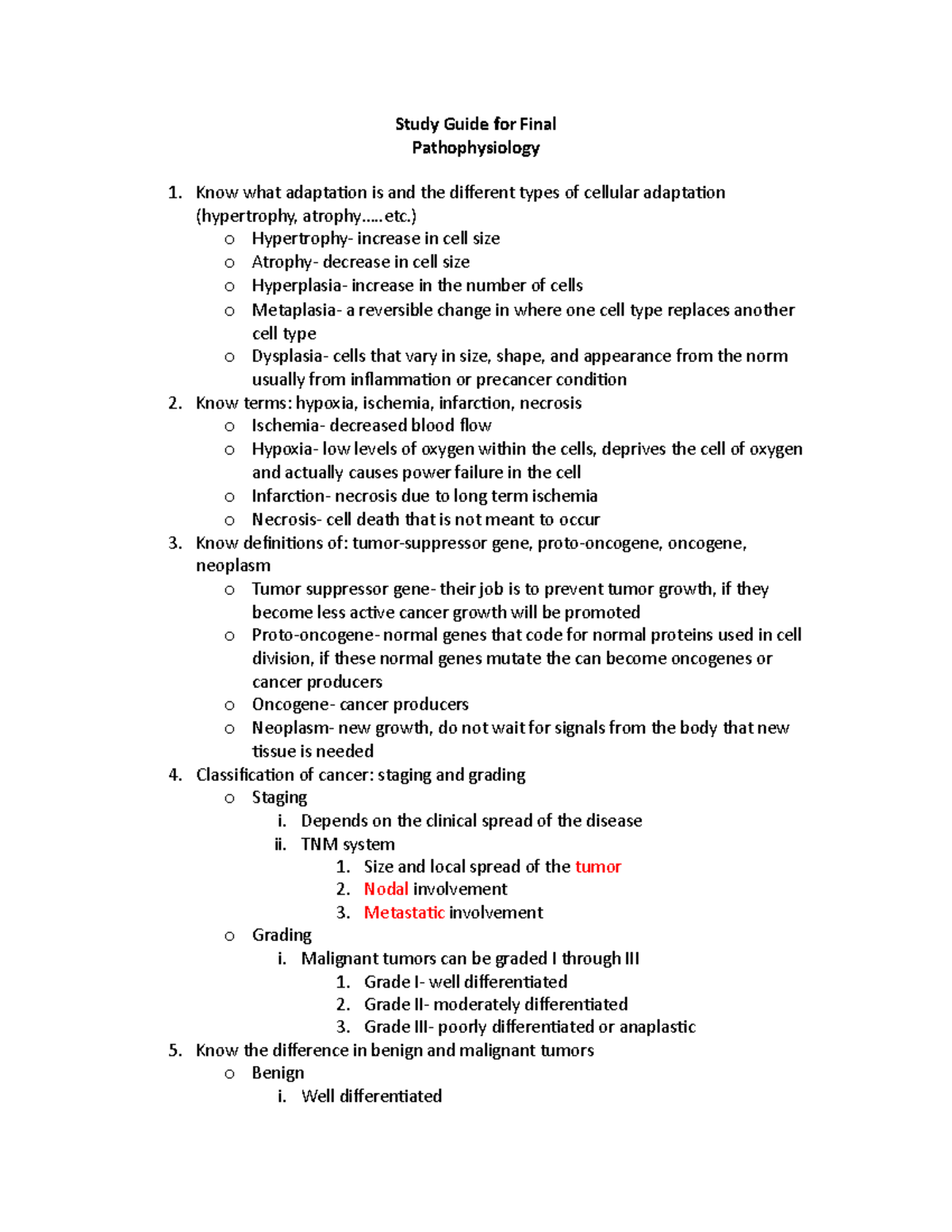 Patho Final Exam Study Guide - Study Guide For Final Pathophysiology ...