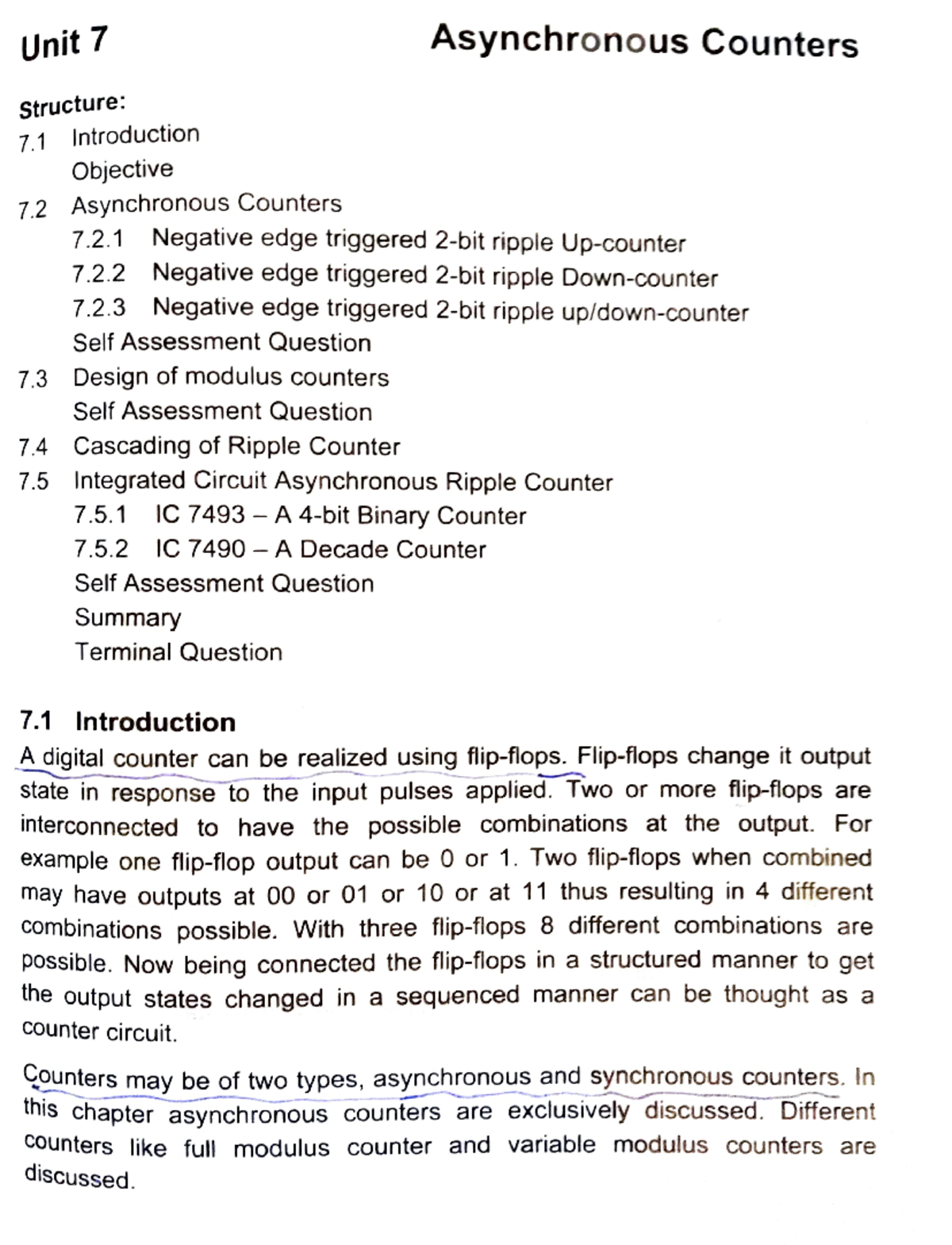 Digital System - Asynchronous Counters - Unit 7 Asynchronous Counters ...