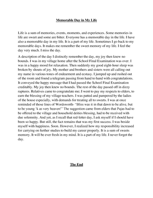 Essay on Memorable Day of My Life for Students