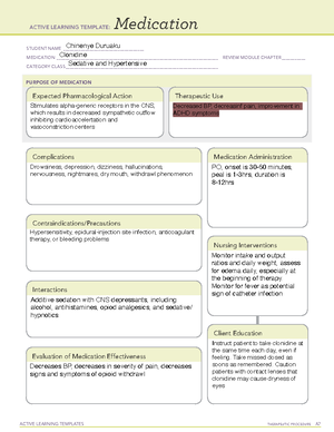 Benztropine-med Card - Ati-medication Card - Active Learning Templates 