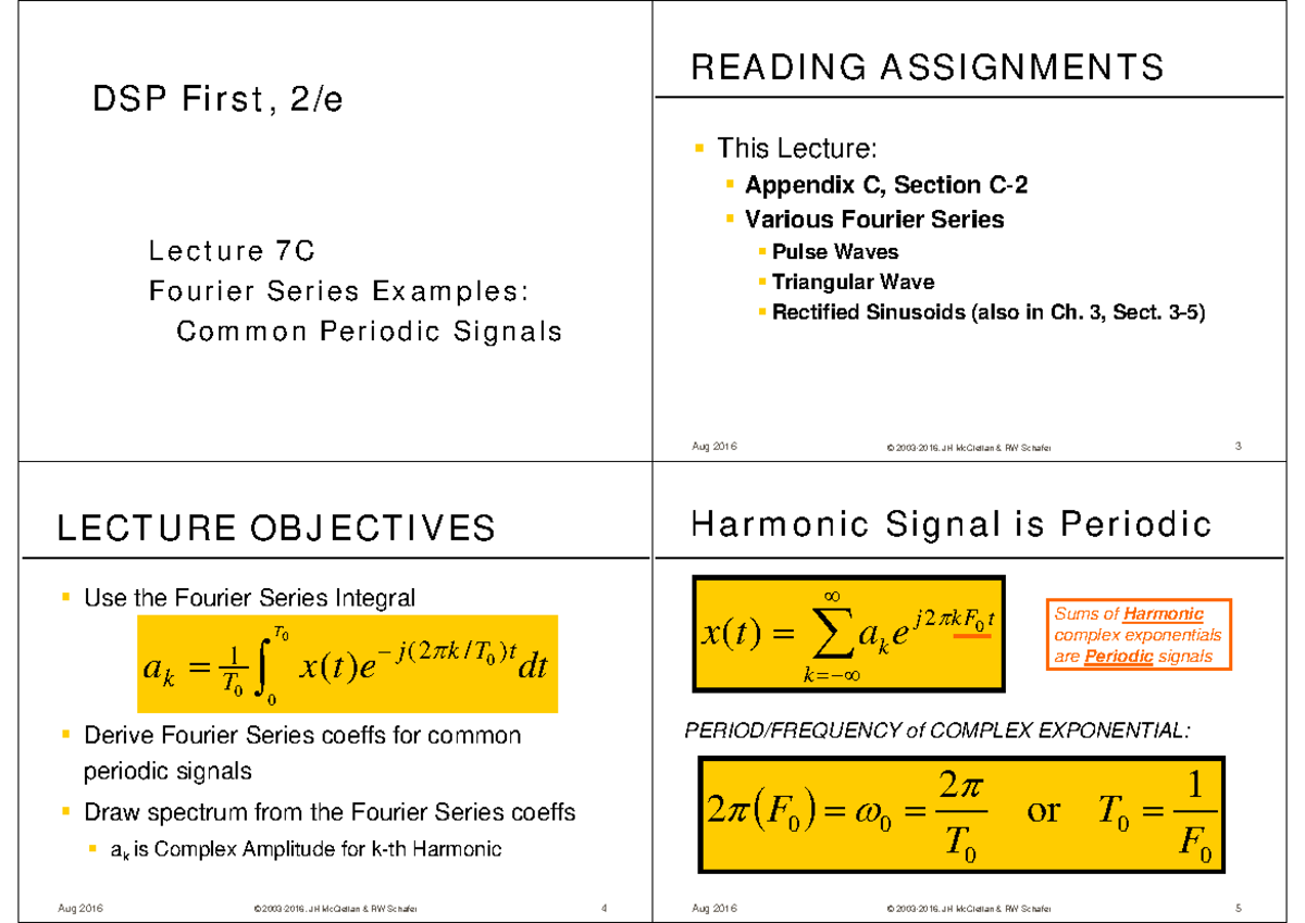 Lecture 6 2 - adward - DSP First, 2/e Lecture 7C Fourier Series ...